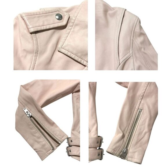 IRO Ashville cropped washed-leather biker jacket, Nude - Picture 14 of 16